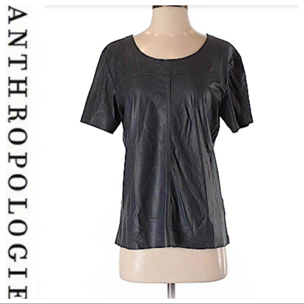 πSALEπ Anthropologie Trouve Leather Scoop Top - Picture 1 of 9